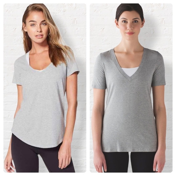 lululemon athletica Tops - Lululemon Gray V-neck T-shirt